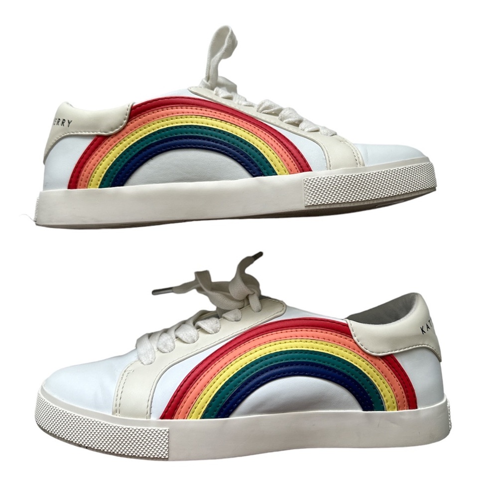 Katy Perry Women's The Rizzo Court Lace-Up Sneakers WHITE Rainbow Size 5M
